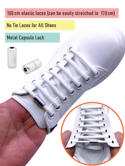 1Pair Elastic Lazy Shoelaces No Tie Shoe Laces Sneakers Flats Shoelaces for Kids Adult Quick Shoelace Fit All Shoes - Smarsty