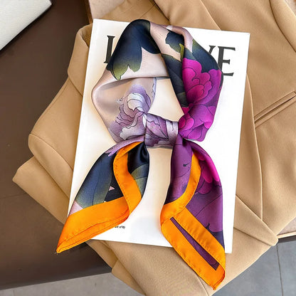 Luxury Silk Satin Headscarf for Women with Plaid Print - Smarsty