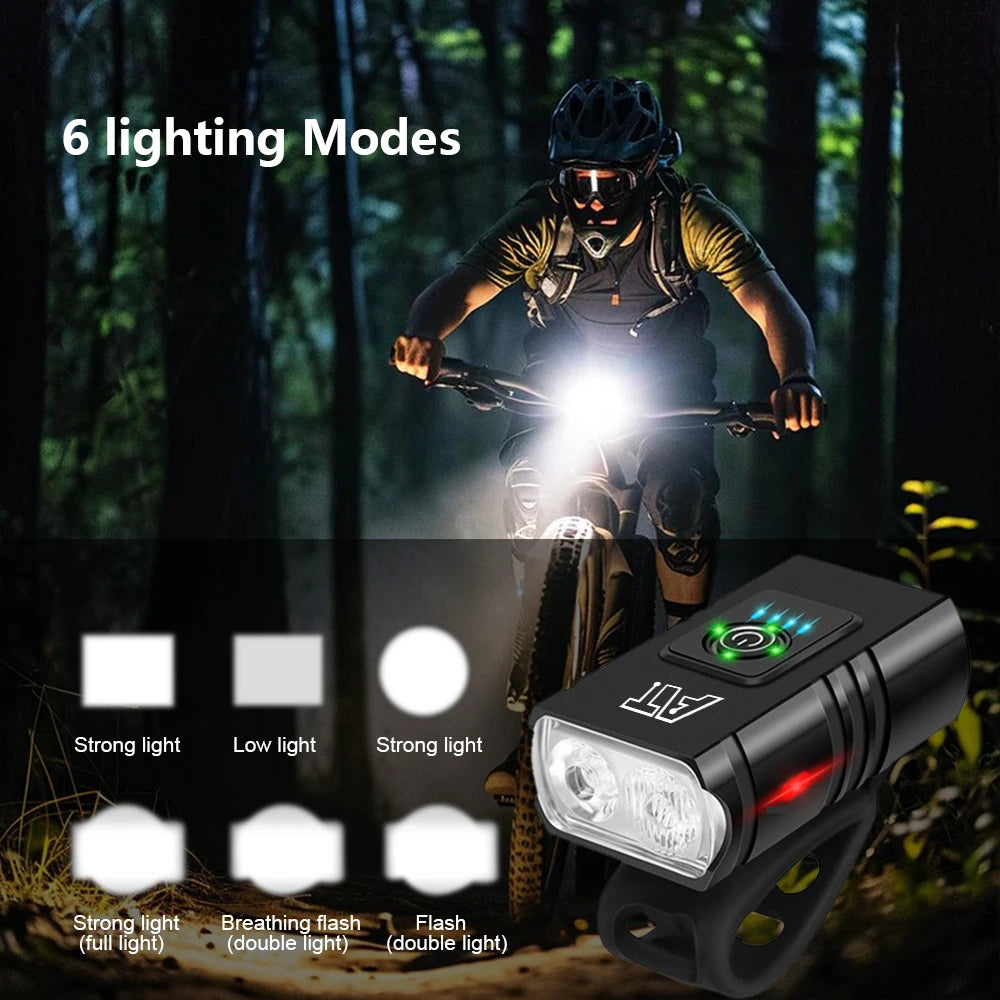 LED Bicycle Front Light Type-C Rechargeable Bicycle Headlight MTB Road Bike Headlamp Easy to Install Cycling Accessories - Smarsty