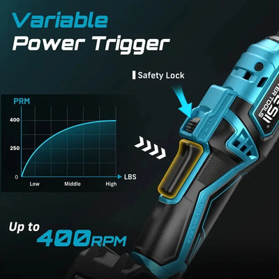 Seesii 3/8" 21V Cordless Electric Wrench 80Nm 6.3'' Extended Electric Ratchet Wrench Rechargeable Angle Wrench Car Repair Tools - Smarsty