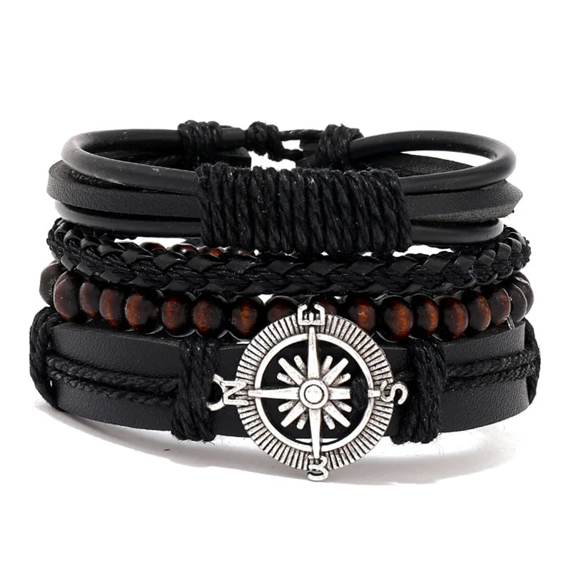 Braided Leather Bracelets for Men with Vintage Charms - Smarsty