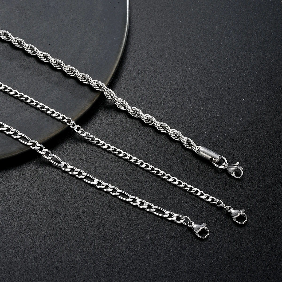 Stainless Steel Cuban Chain Bracelet Set for Men - Smarsty