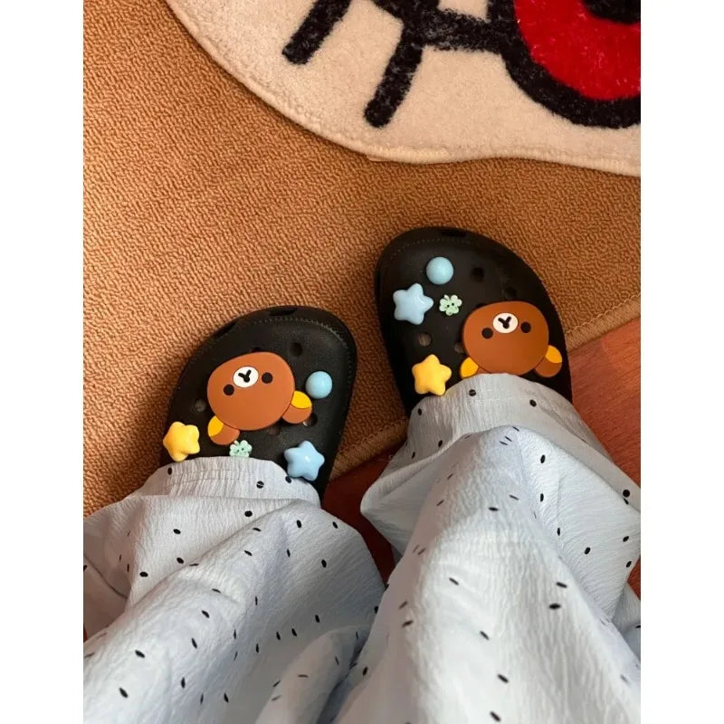 10pcs Shoe Decorative Stickers Shoes Charms Removable Cute Bear Stars Shoe Accessories for Girls Summer Shoes DIY Gift