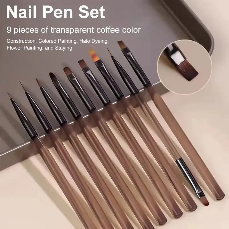 9PCS UV Gel Nail Brush Set for Creative Nail Art - Smarsty
