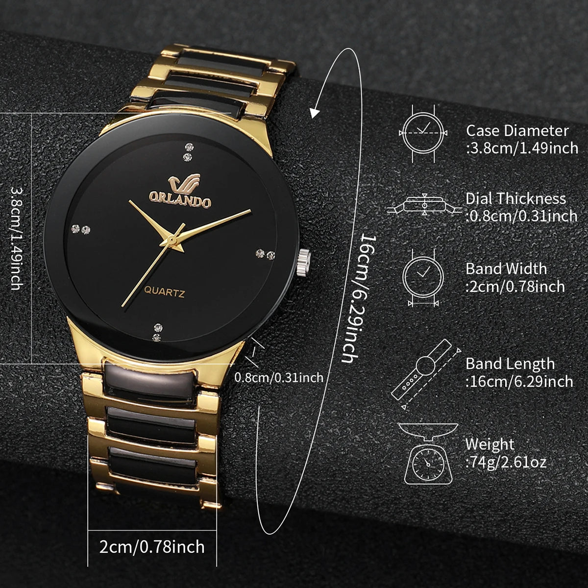 Men's Fashion Black Steel Band Quartz Watch - Smarsty