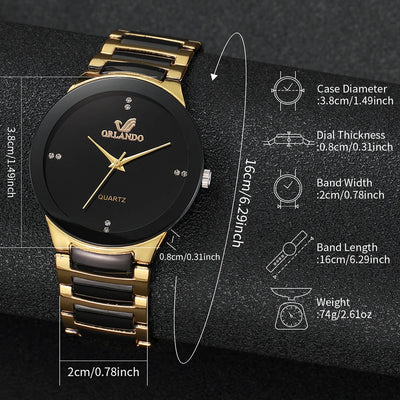 Men's Fashion Black Steel Band Quartz Watch - Smarsty