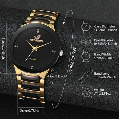 Men's Fashion Black Steel Band Quartz Watch - Smarsty