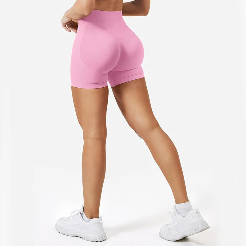 4.5''Shorts Seamless Low Ribbed Waistband Gym Shorts Scrunch Bum Yoga Shorts Booty High Stretch Running Bike Shorts - Smarsty