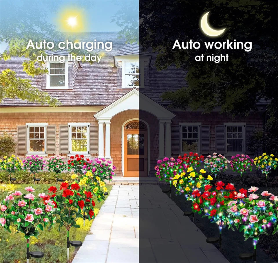 Waterproof LED Solar Azalea Flowers Lamp for Outdoor Decor - Smarsty