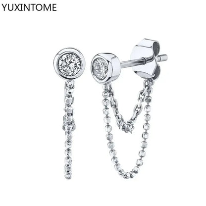 925 Sterling Silver Hoop Earrings White Crystal Luxury - Smarsty