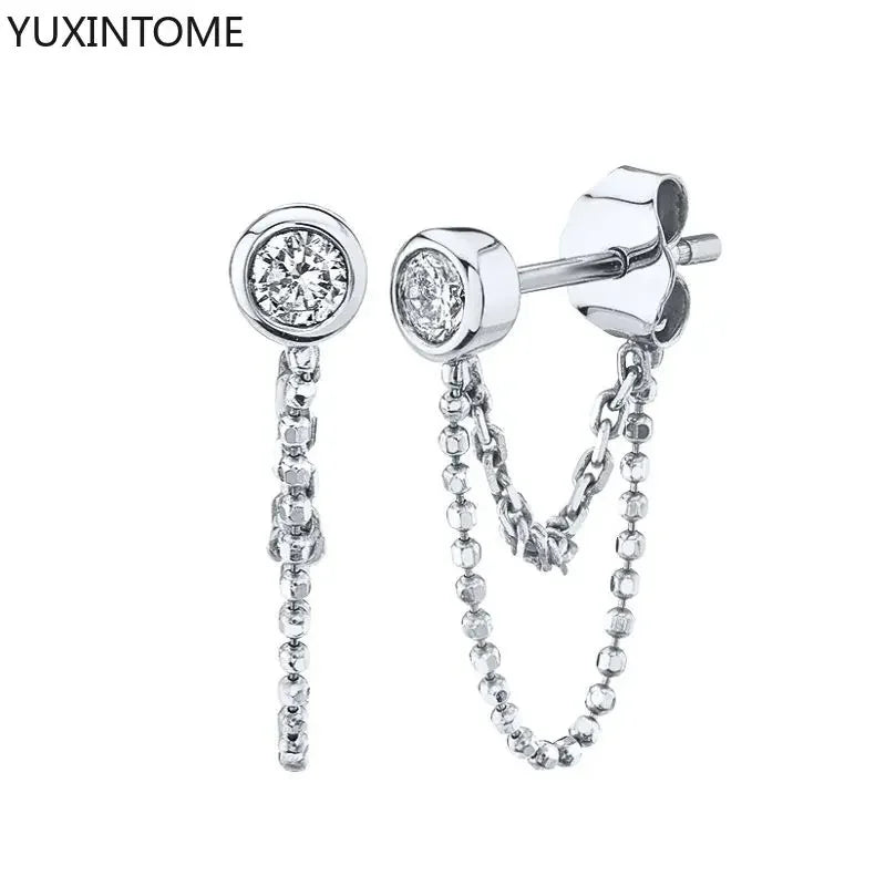 925 Sterling Silver Hoop Earrings White Crystal Luxury - Smarsty