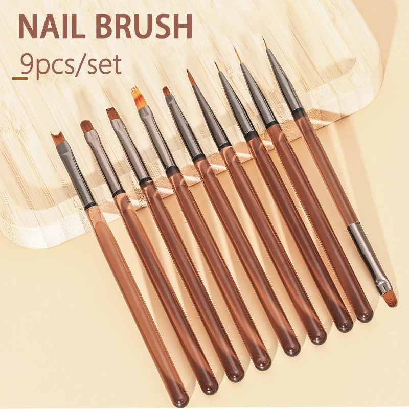 9PCS Nail Art Brush Set for Precision Acrylic Designs - Smarsty