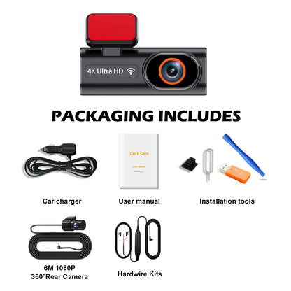4K Dash Cam Ultra HD Car Front Night Vision Parking - Smarsty