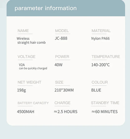 Portable Wireless Hair Straightener with Negative Ion Technology - Smarsty