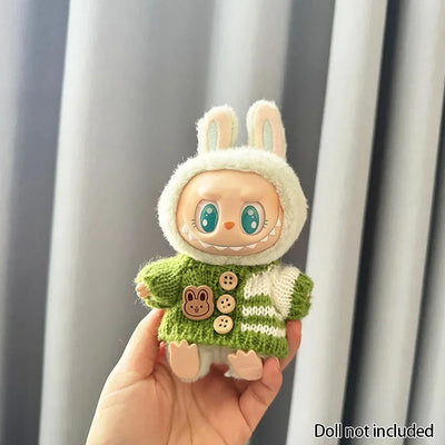 For 15-17 cm v1v2 Labubu Clothes outfit Labubu Sitting Party Bear Label Scarf Hat Bag Dolls Accessories Cute Decoration by Smarsty