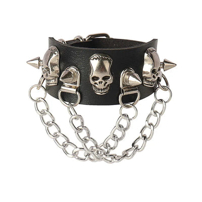 90s Punk Style PU Leather Spiked Bracelet - Smarsty