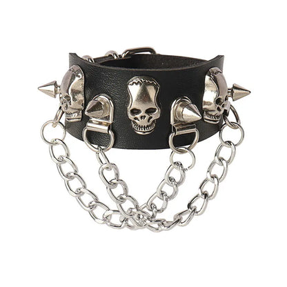 90s Punk Style PU Leather Spiked Bracelet - Smarsty
