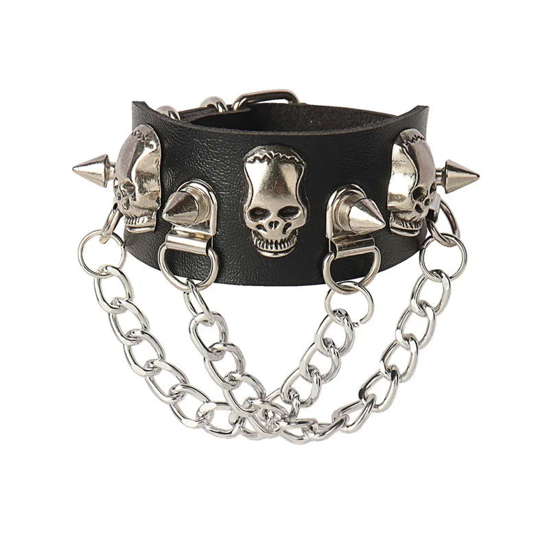 90s Punk Style PU Leather Spiked Bracelet - Smarsty