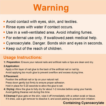 Twoing Waterproof Liquid Nail Adhesive,Long-Lasting & Fast-Drying, Formaldehyde-Free, Compatible with Acrylic Nails Fake Nails - Smarsty