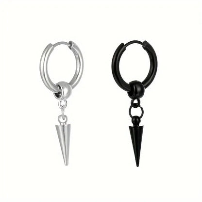 Fashion Stainless Steel Cone Pendant Earrings for Men - Smarsty