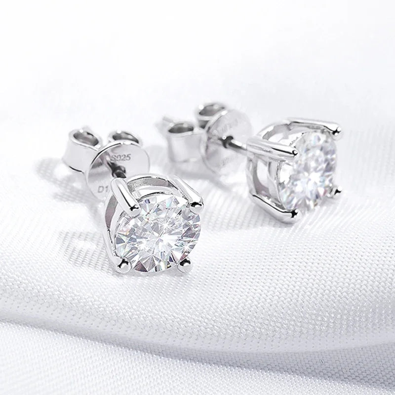 Moissanite Stud Earrings S925 Silver Certified Brilliance - Smarsty