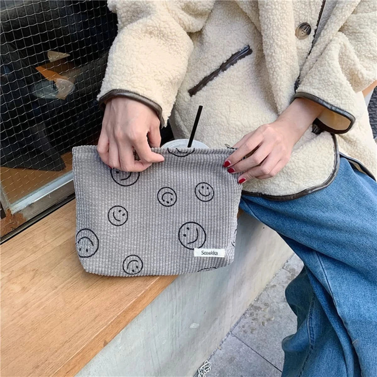 Makeup Bag Travel Toiletry Bag Cute Makeup Brushes Bag Cosmetic Bags for Women Zipper Makeup Bags for Purse - Smarsty