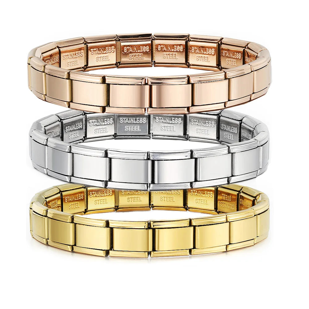 Gemosa Italian Stainless Steel Charm Bracelet Elastic Link Chain - Smarsty