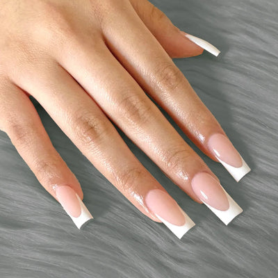 24PCS Pink French Fake Nails for Parties - Smarsty