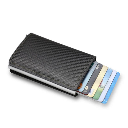 Anti Rfid Carbon Fiber ID Credit Card Holder Men Wallets Mini Automatic Pop up Bank Cardholder Case Minimalist Vallet Choice