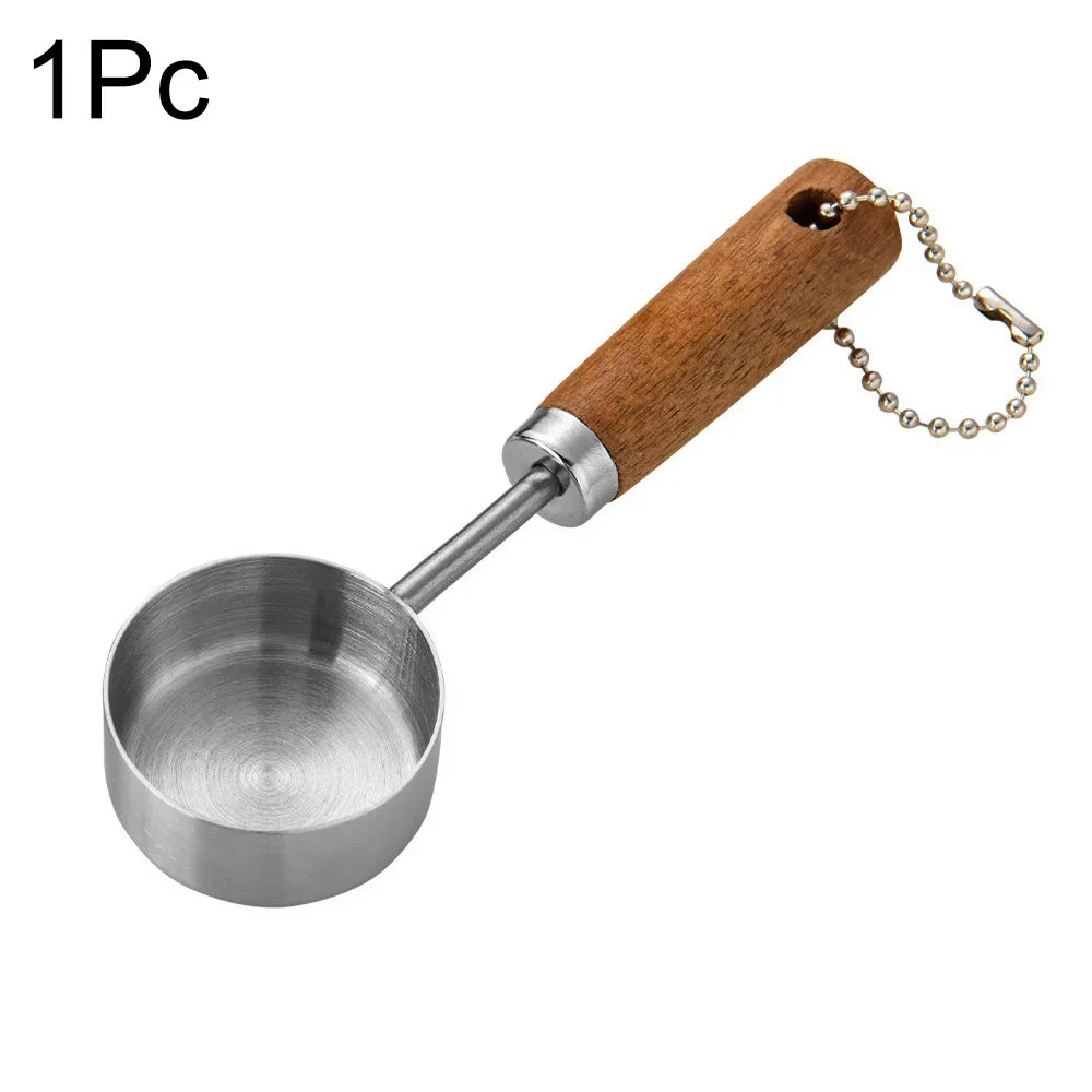 Gold Wooden Handle Stainless Steel Measuring Cups Set - Smarsty