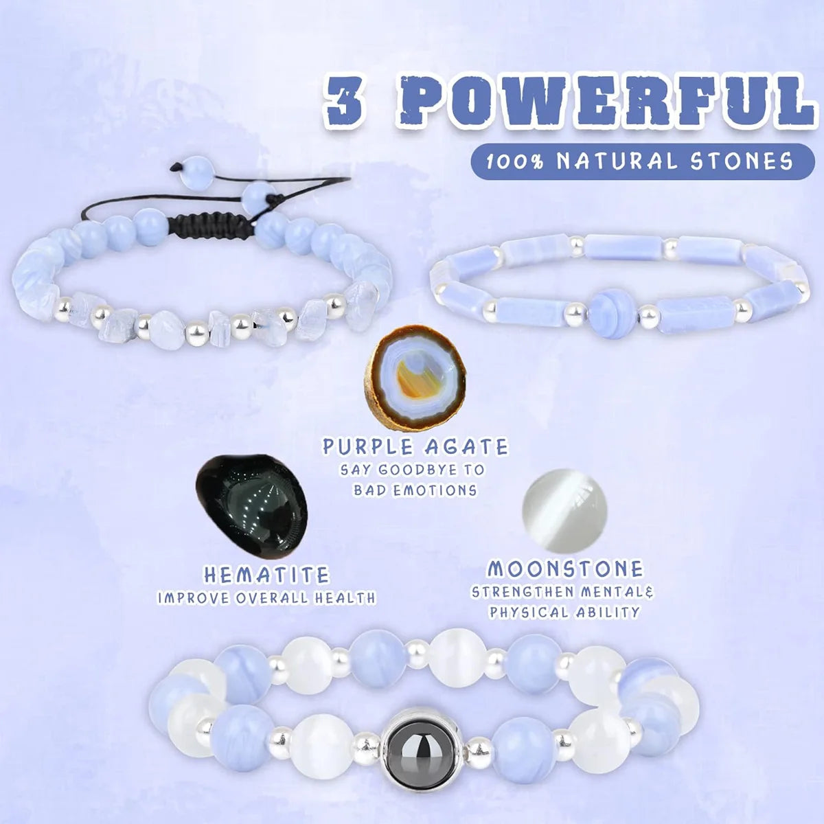 Amethyst Healing Bracelet Set for Weight Loss and Meditation - Smarsty