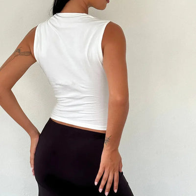 Y2K Women'S Bow Tie-Up Tank Tops Wide Shoulder Straps Bandage Camisole Sexy Low Cut Crop Tops Female Vest Tops - Smarsty