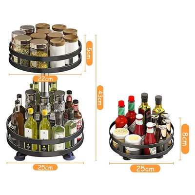 360°Rotation Spice Rack Organizer Jar Cans Non-Skid Storage Tray for Seasonings Kitchen storage rack Kitchen Accessories by Smarsty