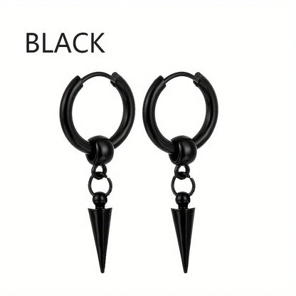 Fashion Stainless Steel Cone Pendant Earrings for Men - Smarsty