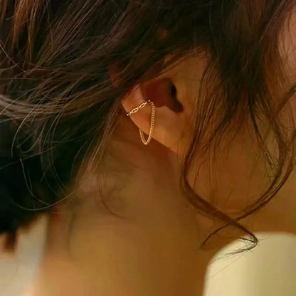 Minimalist Fake Piercing Ear Cuff Earrings with Tassel Design - Smarsty
