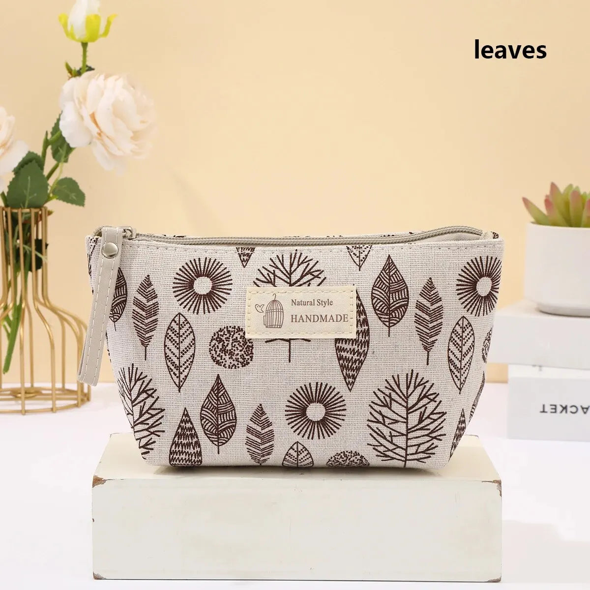 Canvas Cosmetic Bag Zipper Case With Card Holder For Travel - Smarsty