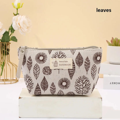 Canvas Cosmetic Bag Zipper Case With Card Holder For Travel - Smarsty