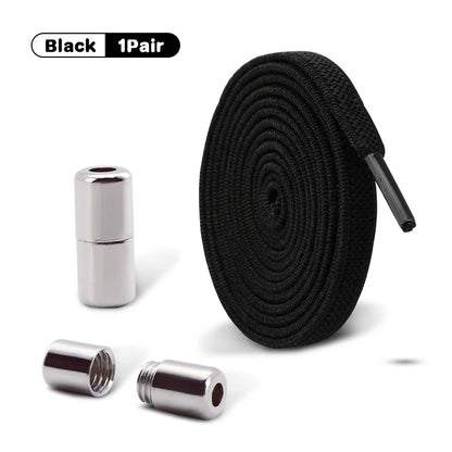 1Pair Elastic Laces Sneakers No Tie Shoe laces Capsule Lock Shoelaces Without ties Kids Adult 0.6cm Flat Shoelace for Shoes - Smarsty