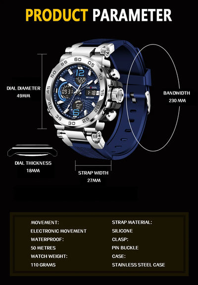 Wecool Waterproof Dual Display Alarm Clock Watch - Smarsty