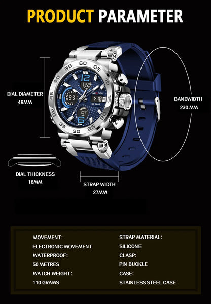 Wecool Waterproof Dual Display Alarm Clock Watch - Smarsty
