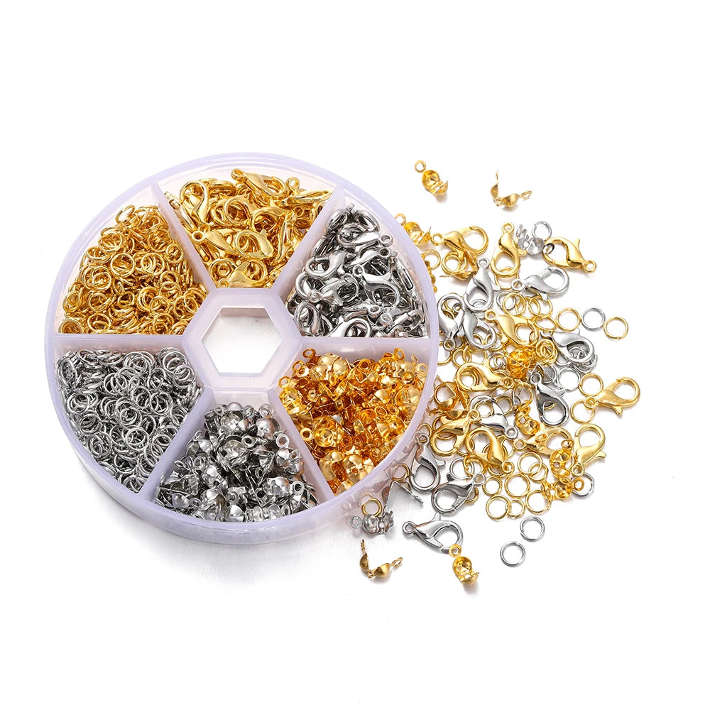 Bulk Jewelry Findings Kit 400Pcs Lobster Clasps Beads - Smarsty