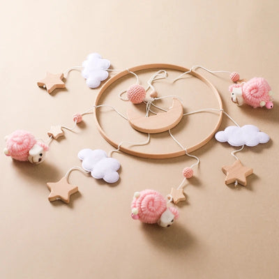 Baby Crib Mobile Bed Bell Rattle Toys Wooden Crochet Stars Pendant Bed Bell Toys Newborn Comfort Crib Bracket Hanging Toys Gifts by Smarsty