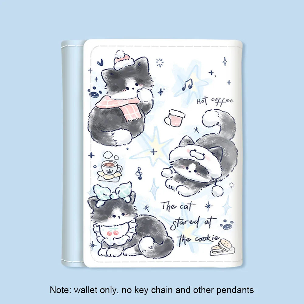 PU Leather Cute Women Wallet Coin Purse Simple 3 Folds Multi-card Slots Card Holder Cute Cat Dog Short Wallets for Girls - Smarsty