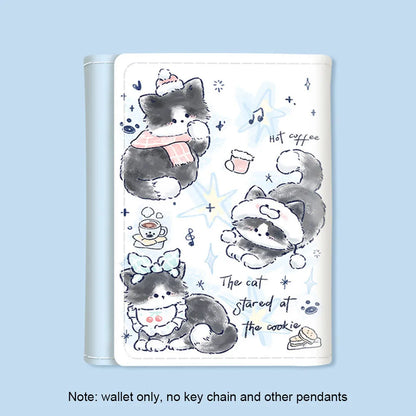 PU Leather Cute Women Wallet Coin Purse Simple 3 Folds Multi-card Slots Card Holder Cute Cat Dog Short Wallets for Girls - Smarsty