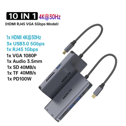 USB C Hub 4K 60Hz HDMI DisplayPort Ethernet PD 100W