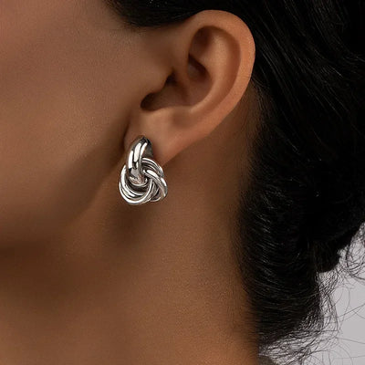 Gold Silver Knot Stud Earrings For Daily Trendy Wear - Smarsty