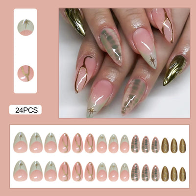24pcs Flower Design Fake Nail Tips Full Cover - Smarsty