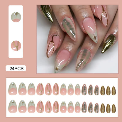 24pcs Flower Design Fake Nail Tips Full Cover - Smarsty