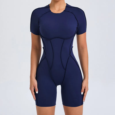 Short Jumpsuit Gym Clothes For Women Sportswear Fitness Overalls Backless Scrunch Booty Yoga Suit Sports Set Outfit - Smarsty