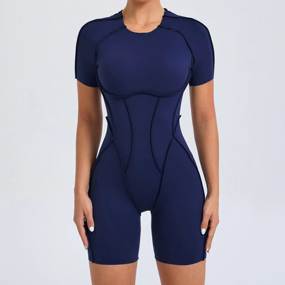 Short Jumpsuit Gym Clothes For Women Sportswear Fitness Overalls Backless Scrunch Booty Yoga Suit Sports Set Outfit - Smarsty